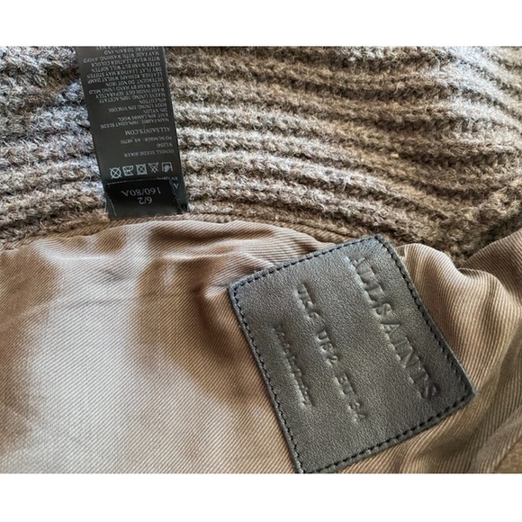 AllSaints Denell suede biker jacket US2 taupe - Picture 4 of 8